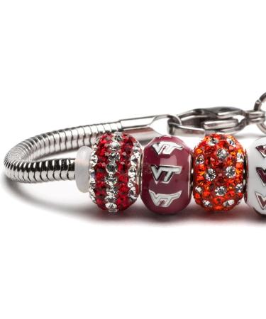 Virginia Tech Hokies White VT on Red Round Bead Charm - Officially Licensed Stainless Steel Jewelry - Buy Online on GoSupps.com