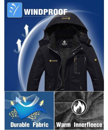 GEMYSE Men's Mountain Waterproof Ski Snow Jacket - Black, Windproof & Rain Resistant (Medium/Large) - Buy Online on GoSupps.com