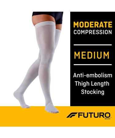 FUTURO Anti-Embolism Thigh Length Stockings - Medium Regular, White | 18 mm/Hg Compression - Buy Online on GoSupps.com