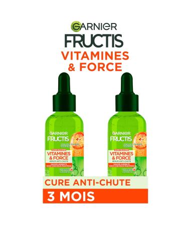 Garnier Fructis Hair Loss Serum - Vegan Silicone-Free Vitamin C & Biotin 3-Month Supply (125ml x 2) for Fragile Damaged Hair - International Shipping Available - Buy Online on GoSupps.com