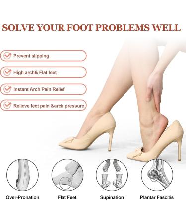 Arch Support Insoles for Flat Feet - 6 Pairs Gel Cushions for Plantar Fasciitis | Adhesive Reusable & Pain Relief | Unisex Sizes - 2 Clear 2 Beige 2 Black - Buy Online on GoSupps.com