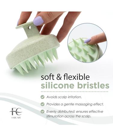 Fabcare Scalp Massage Brush | Hair Growth & Head Massage for All Hair Types | Eco-Friendly Wheat Straw & Silicone | Scalp Peeling & Blood Circulation | Green - Buy Online on GoSupps.com