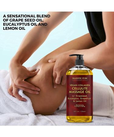 Majestic Pure Cellulite Massage Oil with Vegan Collagen & Stem Cells - Anti Cellulite Oil for Skin Tightening and Firming - 8 fl oz - Buy Online on GoSupps.com