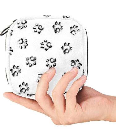 Pet Paws Footprint Menstruation Pad Bag with Zipper | Stylish Women's Tampon & Napkin Collection Bag | Perfect for Girls - Buy Online on GoSupps.com