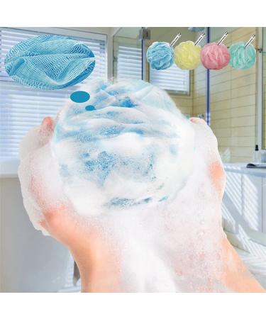 Premium Bath Sponge Shower Scrubber 4 Pack - Exfoliating Loofah Sponge Set for Men and Women - Heavy Duty Body Scrubber - 75g - Blue, Green, Pink, Yellow - 8 Piece Set - Buy Online on GoSupps.com