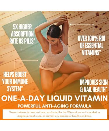 Mega Premium Liquid Multivitamin | Natural Immune Support Vitamin w/ 1333% Vitamin C 200% D3 Zinc + 20 Vitamins 70 Minerals & 21 Amino Acids | Sugar Free | Orange Flavor | 98% Absorption | 32 Serv 32 Fl Oz (Pack of 1) - Buy Online on GoSupps.com