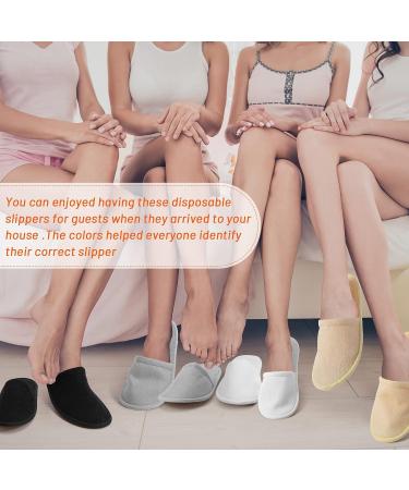 12 Pairs Non Slip Disposable Indoor Slippers - Closed Toe Bridesmaids Slippers for Guests - Hotel Interiors, Travel, Daily Home Use (Black/Gray/White/Beige) - Buy Online on GoSupps.com