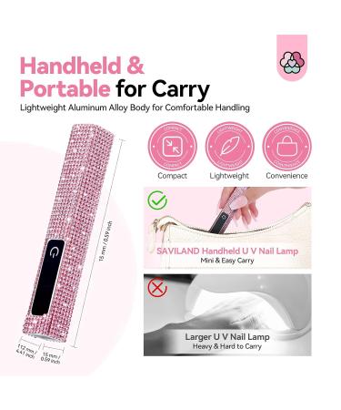 SAVILAND Glitter UV Light for Gel Nails - 2024 12W Handheld UV Nail Lamp with LCD Screen 8X-Faster Cure Touch Screen & Cordless | Perfect for Home & Salon Use - Buy Online on GoSupps.com
