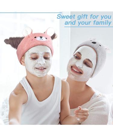 4-Piece Animal Face Wash Headband Set for Women and Girls - Coral Fleece Spa Headbands with Plush Ears - Adorable Animal Style - Buy Online on GoSupps.com