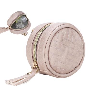 Baok pacifier cover with clip |Pu-leather pacifier holder for diaper bags with clips for boys and girls binky clip bag paci pouch container with zipper for young girls outdoor travel pink