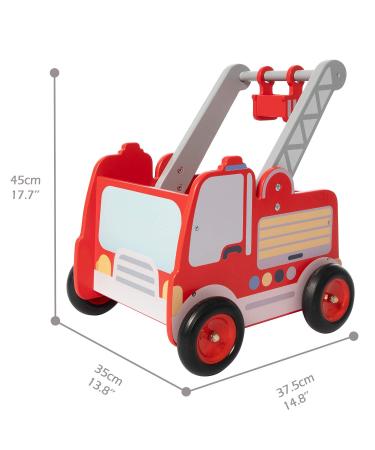 Red Fire Truck Wooden Baby Push Walker | 2-in-1 Toddler Push & Pull Toy for Boys & Girls 1-3 Years - Buy Online on GoSupps.com