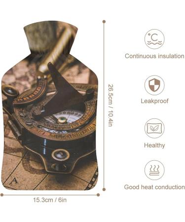Retro Compass Hot Water Bottle with Plush Cover - Ideal Bed Warmer for Adults & Kids | 26.5x15.3cm | International Shipping - Buy Online on GoSupps.com