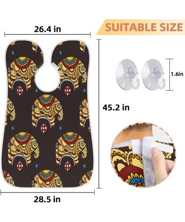 Beard Bib Apron | Non-Stick Waterproof Hair Catcher for Men | Grooming Cape with Elephants Flower Pattern - Buy Online on GoSupps.com