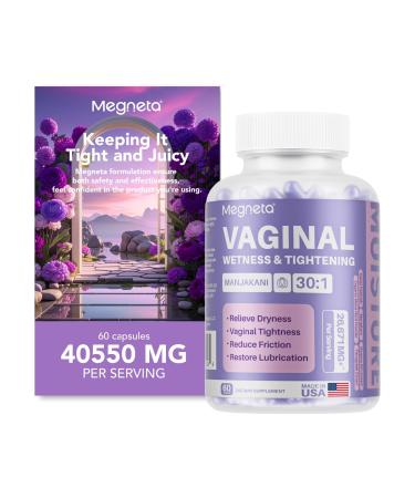 Vaginal Moisturizer Capsules Kacip Fatimah 30 000mg & Manjakni 6 000mg for Enhance Vaginal Muscle Tone Slippery Elm 3 000mg for Vaginal Dryness- Vegan USA Made 60 Capsules
