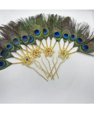 amangul Feathered Hair Stick with Feather Rhinestones Flower for Women Girl Flower for Traditional Headpieces Hair Jewelry - Buy Online on GoSupps.com