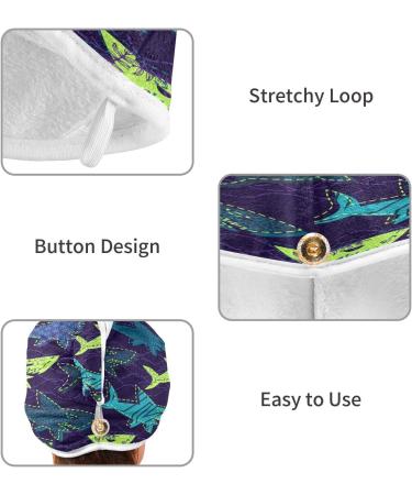 Watercolor Sharks Dry Hair Cap - Quick Drying Towel Set | Super Absorbent & Comfortable - Buy Online on GoSupps.com