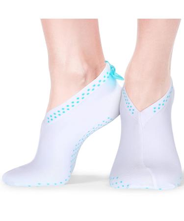 10 Pairs Moisturizing Socks Overnight  Spa Socks for Dry Feet  Cotton Moisture Enhancing Socks  Cosmetic Moisturizing Socks for Women and Men  White (Blue Dots Pattern)