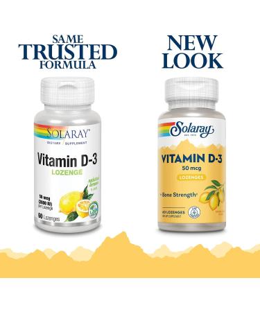 Solaray D3 Lemon 2000 LU Lozenges | 60 Count - Vitamin D3 Supplement - Buy Online on GoSupps.com