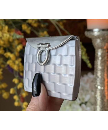 Azi Set of 2 Compact Mirrors - Double Sided Purse Design with Hinge and Flap Open Style - Silver & Purple - Buy Online on GoSupps.com