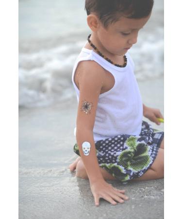 Fun Metallic Temporary Tattoos for Boys and Girls | 77 Tattoos on 4 Sheets | Black, Silver, Red & Gold | Bears, Wolves, Turtles, Lizards and More | Twink Designs - Buy Online on GoSupps.com
