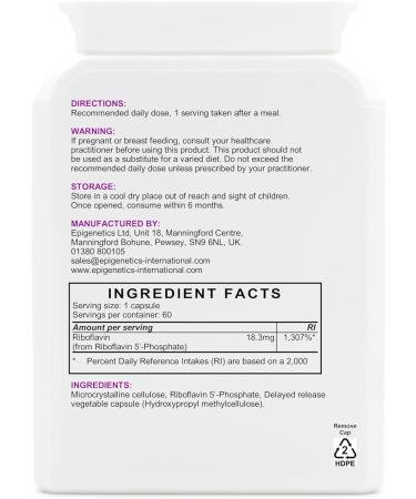 Riboflavin-5-Phosphate DR | Vitamin B2 R5P 18.3mg | 60 Vegan Friendly Capsules UK Made | 1 Capsule Daily (High Strength) - Buy Online on GoSupps.com