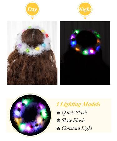 Luminous LED Flower Crowns Headbands - 16pcs Multicolor Light Up Floral Headdress for Women, Girls - Perfect for Halloween, Wedding, Beach Parties - Photo Props Included - Buy Online on GoSupps.com