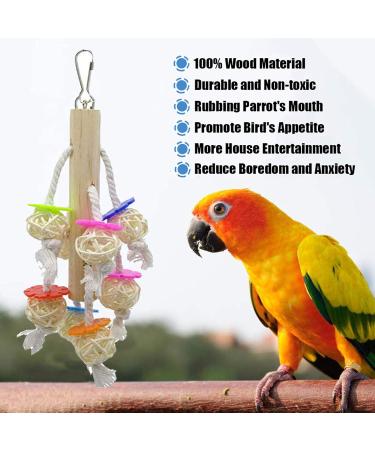 Chikanb 8-Piece Parrot Play Set | Colorful Wooden Bird Toys for Budgies Lovebirds and Parrots - Ideal for All Bird Types - Buy Online on GoSupps.com