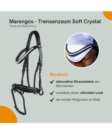 Marengos Soft Crystal Bridle for Horses & Ponies | Anatomically Shaped English Leather Bridle & Accessories in Black - Buy Online on GoSupps.com
