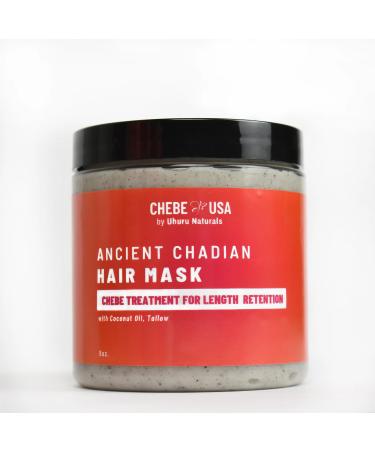 Uhuru Naturals Ancient Chadian Hair Mask - Chebe Treatment for Length Retention w/Coconut Oil (8 Oz) - Organic Hair Blooming Treatment Formula - Promotes Keratin Development For Teens Men & Women 8 Ounce (Pack of 1)