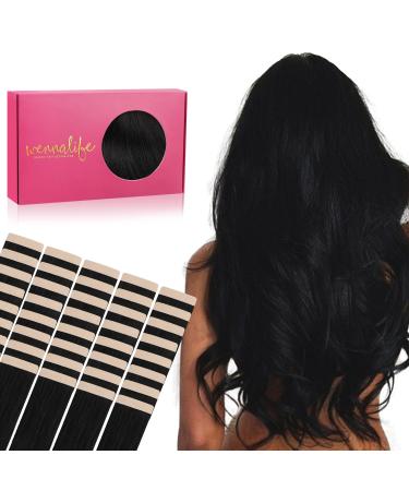 If-of-hearted tape extensions real hair 40PCs 60g 25cm 10 inch deep black hair extension real hair extensions tape invisible tape in extensions real hair hair extensions silky straight skin weigh tape into 25cm-60g #1 deep black