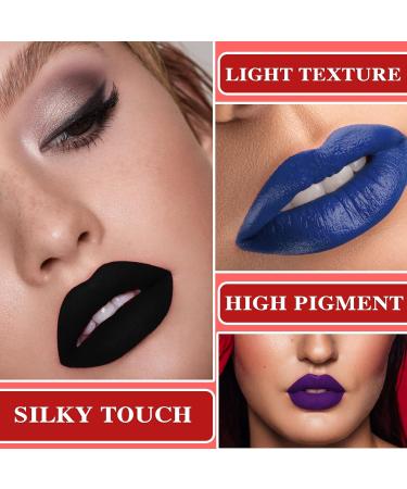 24 Hour Liquid Lipstick Set - 3 Pcs Matte Waterproof Lip Gloss in Dark Red Black Blue Purple & Pink - Long Lasting Non-Stick Cup Smudge Proof Makeup for Women - Buy Online on GoSupps.com