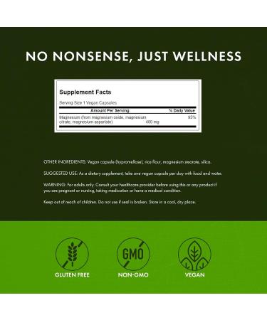 Swanson Triple Magnesium Complex - Mineral Supplement - Natural Support - Featuring Citrate, Oxide & Aspartate - (100 Capsules, 400mg Each, 4 Pack) - Buy Online on GoSupps.com