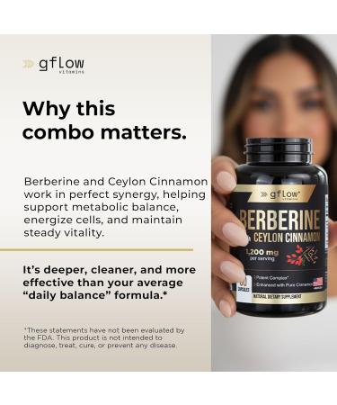 gflow vitamins Berberine HCL 1200 mg in Vegetable Capsules with Ceylon Cinnamon | Made in The USA - Buy Online on GoSupps.com