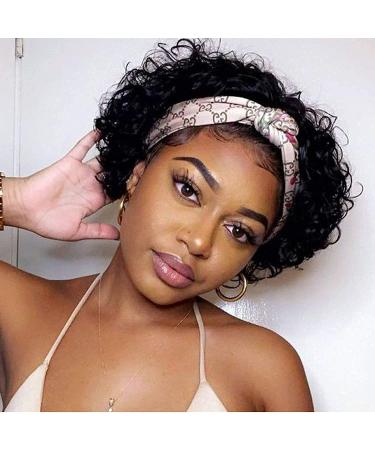 Waveme Human Hair Curly Headband Wig for Black Women - Short Bob Pixie Style in Natural Black - 150% Density - 8 Inch 1B# Color - Buy Online on GoSupps.com