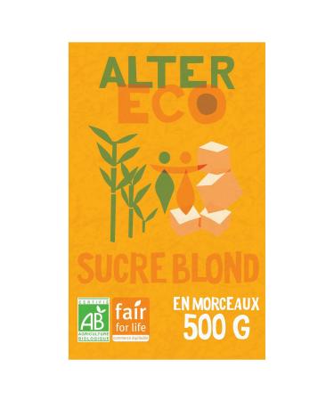 ALTER ECO - Pure Blonde Sugar from Cannes in Pieces - Organic and Fair Trade Complete Sugar - 500g