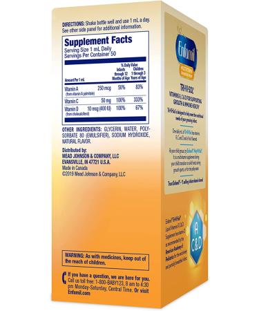 Enfamil Tri-Vi-Sol Infant Multivitamin Drops - Vitamins A, C & D for Growth & Immunity | 50 mL - Buy Online on GoSupps.com