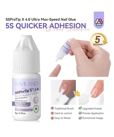 SAVILAND Ultra-Quick Dry Nail Glue 5g Extra Strong Nail Glue for Acrylic Nail Tips Press On Nails 5S Fast-Drying Nail Tip Adhesive Castor Oil Vitamin E Nail Bond Nail Glue for Home and Salon Use 1-Ultra Quick Dry Nail Glue - Buy Online on GoSupps.com