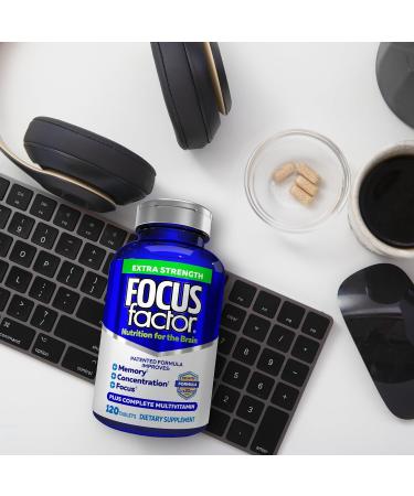 Focus Factor Extra Strength 120 Count - Brain Supplement for Memory, Concentration, and Focus - Multivitamin with DMAE, Vitamin D, DHA - Trusted Brain Health Supplement | 1 Pack - Buy Online on GoSupps.com