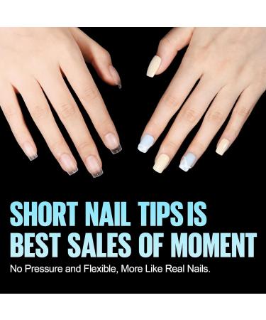 Tomicca Artificial Nails - Short Square Nail Tips for Gel Nails | 150 Pcs Soft Gel Full Cover Set with Glue | Professional Salon Quality - 15 Sizes Available - Buy Online on GoSupps.com