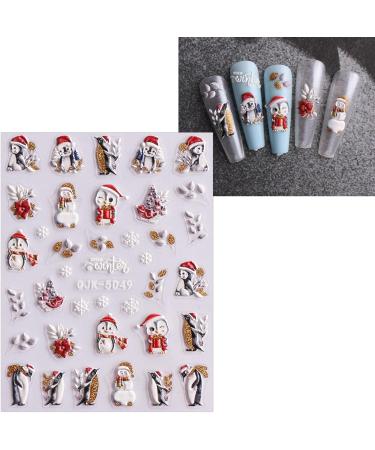 JMEOWIO 6 Sheets 3D Embossed Happy New Year Christmas Glitter Nail Art Stickers Decals Self-Adhesive 5D Snowflake Xmas Winter Holiday Cute Nail Supplies Nail Art Design Decoration Accessories - Buy Online on GoSupps.com