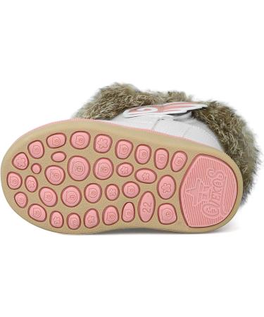 MINBEI Toddler Girls Waterproof Winter Snow Boots - Soft Leather Booties (4.5 UK Child, White) - Buy Online on GoSupps.com