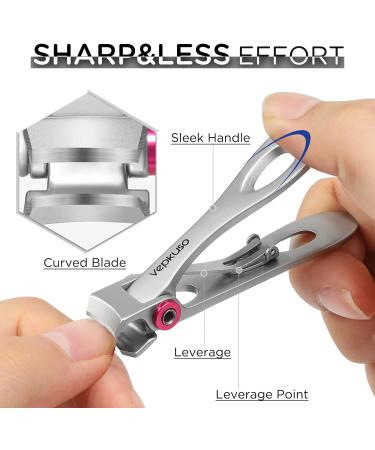 Vepkuso Nail Clippers for Seniors Wide Jaw Fingernail Clippers and Angled Head Toenail Clippers for Thick Nail Stainless Steel Professional Nail Cutter with File for Men Women&Pregnant Sliver - Buy Online on GoSupps.com