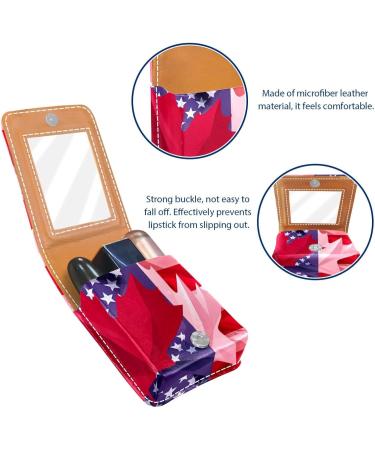 Buy Canadian & American Flag Leather Lipstick Case - Mini Lip Gloss Organizer with Mirror | G608v5csru - Buy Online on GoSupps.com