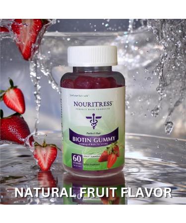 NouriTress Perfect Hair Biotin Gummies - 60 ct. | 5000 mcg | Soft Chew | Supports Healhty Hair Skin and Nails | Strawberry Flavored | Soft Chew | 1 Month Supply - Buy Online on GoSupps.com