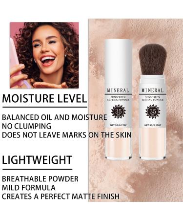 Buy Sunscreen Setting Powder SPF 35 - Mineral Brush Powder for Oil Control & Natural Matte Finish - Lightweight & Breathable - Perfect for All Skin Types - Buy Online on GoSupps.com