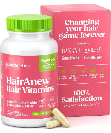 naturenetics HairAnew Hair Growth Vitamins for Thicker Stronger Hair| Works for Women Men | All Hair Types | 11 Vitamins & Ingredients | 5000mcg Biotin | Vegan | Independently Tested |60 Capsules (1)