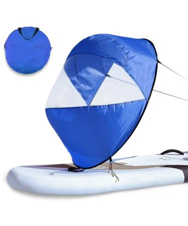 DynastyEdition Blue 42'' Kayak Sail-Foldable Downwind Shade with Window-Paddle Board Sail for Kayak or Canoe-Portable-Easy Travel & Carry Pouch-Wind Paddle Kayak Sail-Windsurfing Sail-Blue, DOD2035
