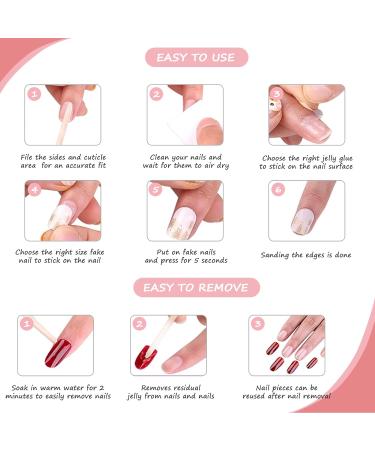 24-Piece Red Orange French Press-On Nails | Full Cover Acrylic Fingernails with Nail Glue Stickers | Heart Design for Women & Girls Nail Art - Buy Online on GoSupps.com