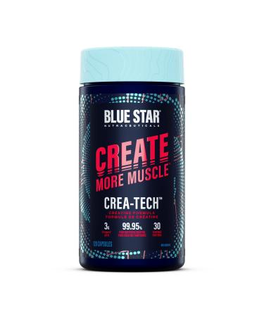 Blue Star Nutraceuticals CREA-TECH - Creapure Creatine Monohydrate - w/Electrolytes. Creatine + Electrolytes Capsules - Build Muscle and Increase Strength | 30 Day Supply - 120 Veggie Capsules