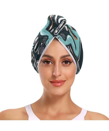 Cool Dog Hair Towel 2 Pack Super Absorbent Hair Drying Towel Quick Dry Hair Turbans Head Towel with Button Twisty Wrap for Women Girls